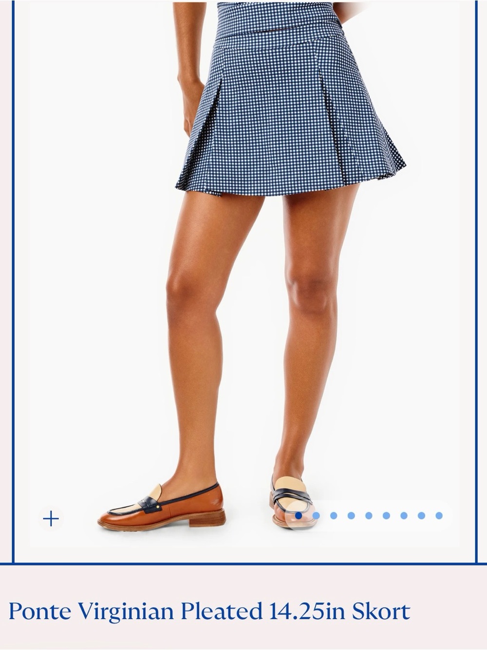 Addison Bay Navy Gingham Pleated Skort